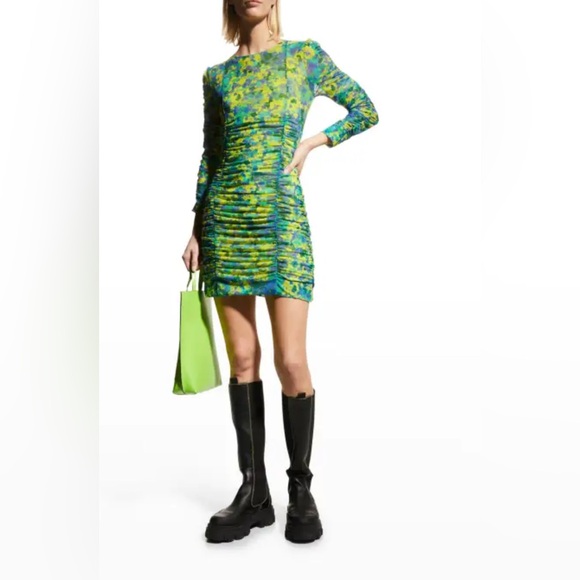 Ganni Dresses & Skirts - NWT GANNI Sulfur Spring Mesh Green Mini Dress